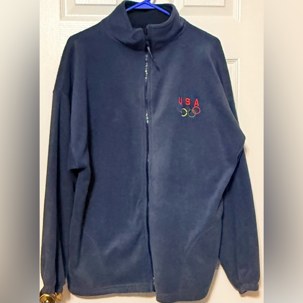 Vintage USA Olympic Rings Fleece Pullover Jacket XL Made in USA
